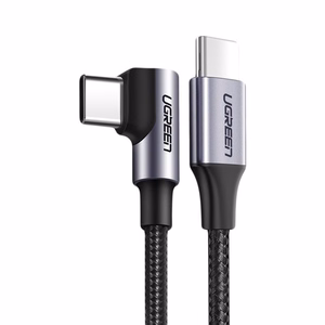 Ugreen US255 50125 кабель USB-C (прямой) / USB-C (угловой) PD QC 60W 3A 2м — серый