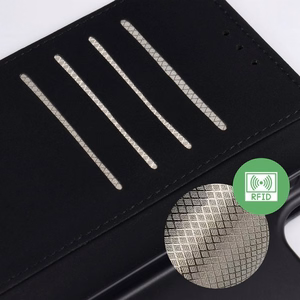 Atverčiamas 4Card RFID dėklas Xiaomi 17 ULTRA su apsauga nuo vagysčių, iš technologinio audinio, juodas