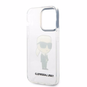 Karl Lagerfeld Ikonik Karl dėklas telefonui iPhone 14 Pro - permatomas