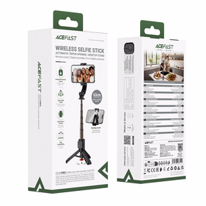 Acefast E42 asmenukių lazda su automatiniu trikoju ir Bluetooth nuotolinio valdymo pulteliu 63 cm - juoda