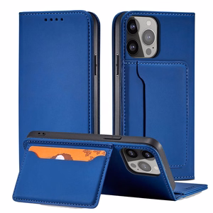 Magnet Card Case для Samsung Galaxy S23 Ultra флип-чехол кошелёк подставка синий