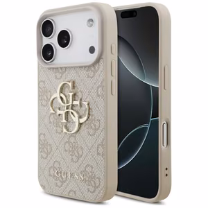 Dėklas Guess PU 4G Metal Logo Apple iPhone 17 Pro rožinis