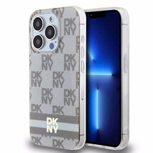 DKNY IML languoto mono rašto ir spausdintų juostų magnetinis dėklas telefonui iPhone 15 Pro – smėlinis