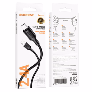 Borofone Kabelis BX111 Feliz - USB į Micro USB - 2,4A 1 metras juodas