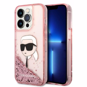 Karl Lagerfeld Glitter Karl's Head dėklas telefonui iPhone 14 Pro Max - rožinis