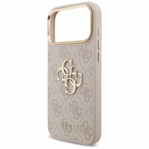 Guess 4G Big 4G Classic Logo Big Strap Metal Buttons dėklas iPhone 17 Pro Max - rožinis
