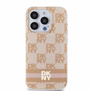 DKNY IML Checkered Mono Pattern & Printed Stripes MagSafe dėklas iPhone 13 Pro Max - rožinis (m)