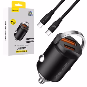 Blavec Car Charger BS-02B-C Aero USB + USB-C QC 3.0 18W PD 30W with USB-C to USB-C cable (CCBS02BCA-UCB) black