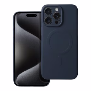 Case for iPhone 15 PRO MAX Silicone Mag Cover compatible with MagSafe titanium blue