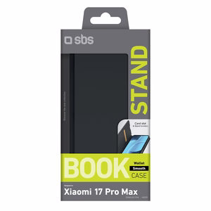 SBS Wallet Smooth dėklas Xiaomi 17 Pro Max su atvartu juodas