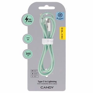 Blavec Kabelis Candy pintas - Type C į Lightning - PD 20W 2,4A 3 metrai Apple CarPlay (CCA-CL24GN30) žalias