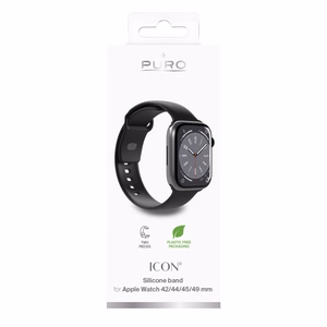 Силиконовый ремешок Puro Icon для Apple Watch 42 / 44 / 45 / 49 мм - чёрный (2 шт.)
