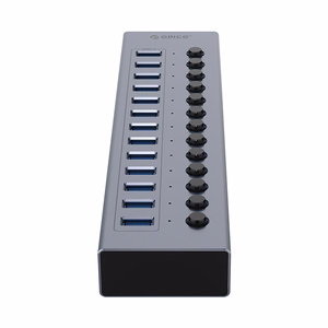 Orico BT2U3-13AB šakotuvas 13x USB-A 3.0 su jungikliais pilkas