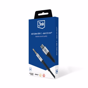 3mk USB-C to 3.5 mm AUX cable, 1 m – silver