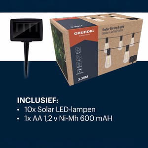 Grundig saulės energija maitinama LED girlianda, 10 lempučių, 3,35 m