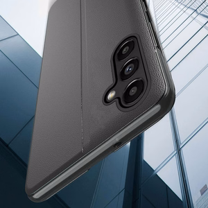 Eco Leather View Case dėklas telefonui Samsung Galaxy S23+ su atverčiamu stovu raudona