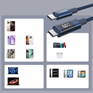 Choetech XCC-1068 PD 60W USB-C — USB-C кабель с дисплеем 1.2 m — синий