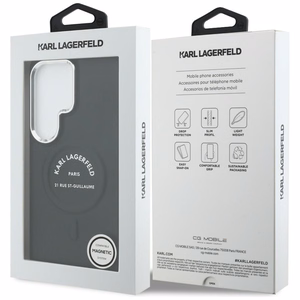 Karl Lagerfeld Embossed Ring RSG Logo MagSafe Чехол для Samsung Galaxy S26 Ultra - чёрный