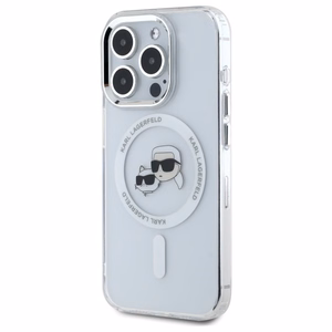 Karl Lagerfeld IML Metalinė Karl&Choupette galva MagSafe dėklas iPhone 15 Pro Max - baltas