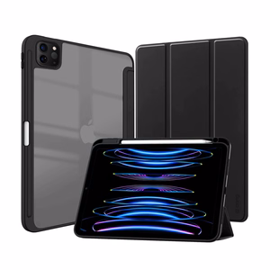 Crong PrimeFolio atverčiamas dėklas, skirtas iPad Air 11" (2026–2024) / iPad Air 10.9" (5-osios / 4-osios kartos) / iPad Pro 11" (2022–2021), su Apple Pencil laikikliu, juodas ir skaidrus