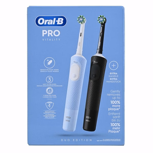 Oral-B Vitality Pro Duo – rechargeable electric toothbrush, 2 brush heads, 3 cleaning modes, black/blue/white