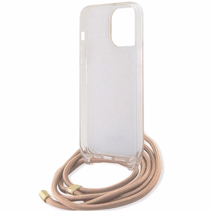 Guess Crossbody Cord 4G Print dėklas telefonui iPhone 15 Pro – rožinis