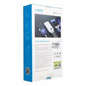 Powerbank Veger L20S (VP2039PD / W2039PD) PD QC3.0 2A 20W 20000 mAh white