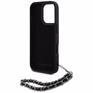 Karl Lagerfeld Saffiano Crystals su grandine dėklas telefonui iPhone 16 Pro Max - juodas