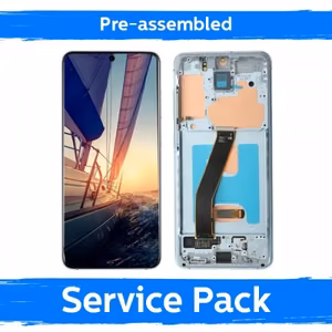 LCD ekranas, suderinamas su Samsung G980 (G981) S20, su rėmeliu / Cloud Blue / (iš anksto surinktas Service Pack)