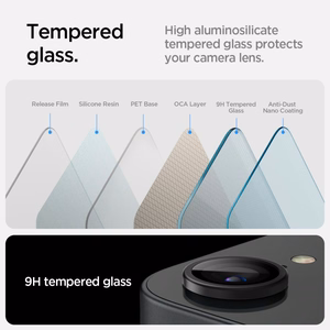 Spigen Optik Pro GLAS.TR "Ez Fit" Camera Cover 2-pack for iPhone 16e / 17e - Black