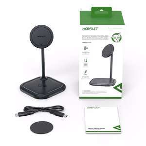 Acefast 15W Qi беспроводное зарядное устройство для iPhone (с MagSafe) и Apple AirPods подставка магнитный держатель серый (E6 gray)
