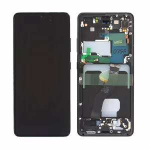 LCD ekranas Samsung G998 S21 Ultra su lietimo ekranu ir rėmeliu Phantom Black originalus (surinktas paslaugų paketas)