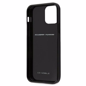 Ferrari FERCAHCP12SBK iPhone 12 mini 5.4" juodas/juodas kietas dėklas On Track Real Carbon
