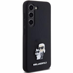 Karl Lagerfeld Silicone Karl&Choupette Metal Pin case for Samsung Galaxy S23 - black