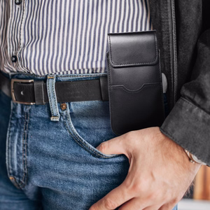 ROYAL - Oda universalus dėklas su atvartu / juodas - Dydis 2XL - IPHONE 6 PLUS / SAMSUNG A52 / XIAOMI REDMI NOTE 10