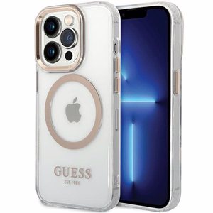 Guess metalinis kontūras Magnetinis dėklas iPhone 15 Pro - auksinis