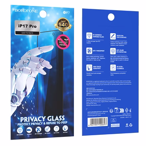 Borofone grūdintas stiklas BF7 Diamond Armor Full Screen Anti-spy, skirtas iPhone 17 Pro, 10 vnt.