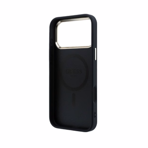Dėklas Guess PU Leather 4G Gold Frame MagSafe Apple iPhone 18 Pro Max juodas
