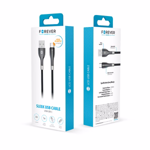 Forever Sleek кабель USB - USB-C 1,0 m 3A чёрный