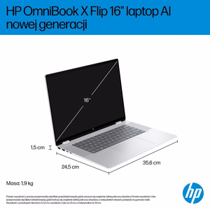 HP OmniBook X Flip 16-as0003nw Ultra 7 258V 16.0" 3K Touch OLED IPS 120Hz 32GB LPDDR5X SSD 1TB Arc 140V Win11 sidabrinis nešiojamas kompiuteris
