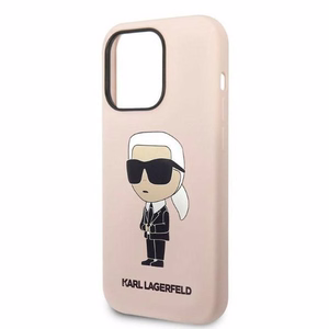 Karl Lagerfeld KLHCP14LSNIKBCP iPhone 14 Pro 6.1" kietasis dėklas rožinis/rožinis Silikoninis Ikonik