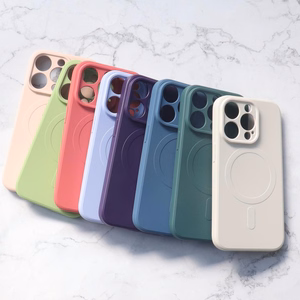 Magnetinis suderinamas silikoninis dėklas iPhone 15 Pro Max - pilkas