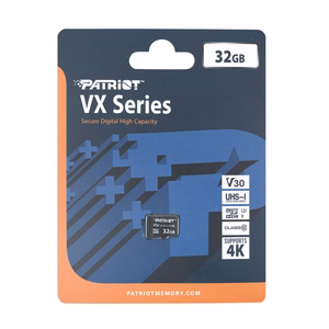 Atminties kortelė PATRIOT VX Series 32GB MicroSDXC V30 Class 10 UHS-I U3 4K UHD (PSF32GVX31MCH)
