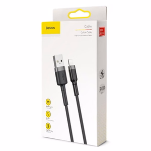 Кабель Baseus Cafule USB Lightning 2A 3м (чёрно-серый)