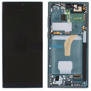 LCD ekranas Samsung S908 S22 Ultra su lietimo ekranu ir rėmeliu žalias originalus (paslaugų paketas)
