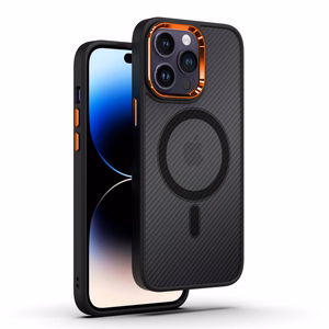 Tel Protect Magnetic Carbon dėklas iPhone 13 Pro juodai-oranžinis