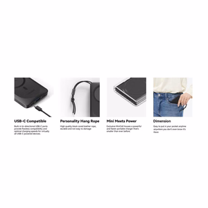 Išorinė baterija POWER BANK VEGER (VP1151) 10000mAh su belaidžiu įkrovikliu (Magsafe 15W) balta