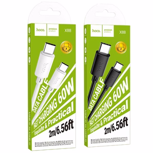 Кабель USB C - USB C Hoco 3A 60W 2 м X88 черный