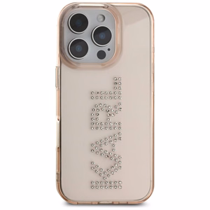 Karl Lagerfeld IML logotipo su kalnų krištolais dėklas telefonui iPhone 16 Pro - rožinis