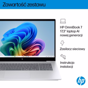 HP OmniBook 7 Next Gen AI 17-DC0073CL Copilot+ PC Intel Core Ultra 7 258V Nešiojamas kompiuteris 43.9 cm (17.3") Full HD Jutiklinis ekranas 32 GB LPDDR5x-SDRAM 1 TB SSD NVIDIA GeForce RTX 4050 Wi-Fi 6E (802.11ax) Windows 11 Home Silver New Repack/Repacked